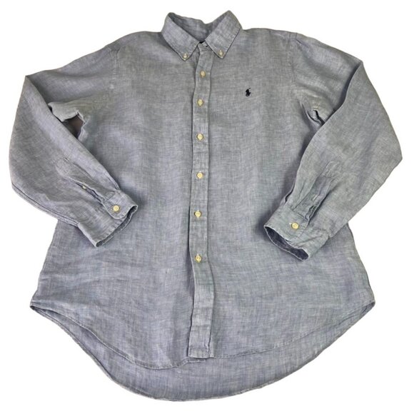 Ralph Lauren Mens Chambray Button Down Shirt Size Medium Long Sleeve Classic Fit - Picture 1 of 10